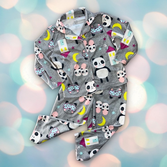 Carter’s Toddler Girl’s Fleece Panda Bear Long Sleeve Pajama Set Size 2T - Picture 1 of 2